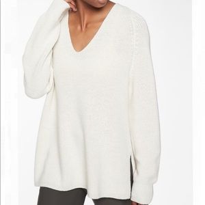 Athleta V Neck Merino Wool Pullover Sweater